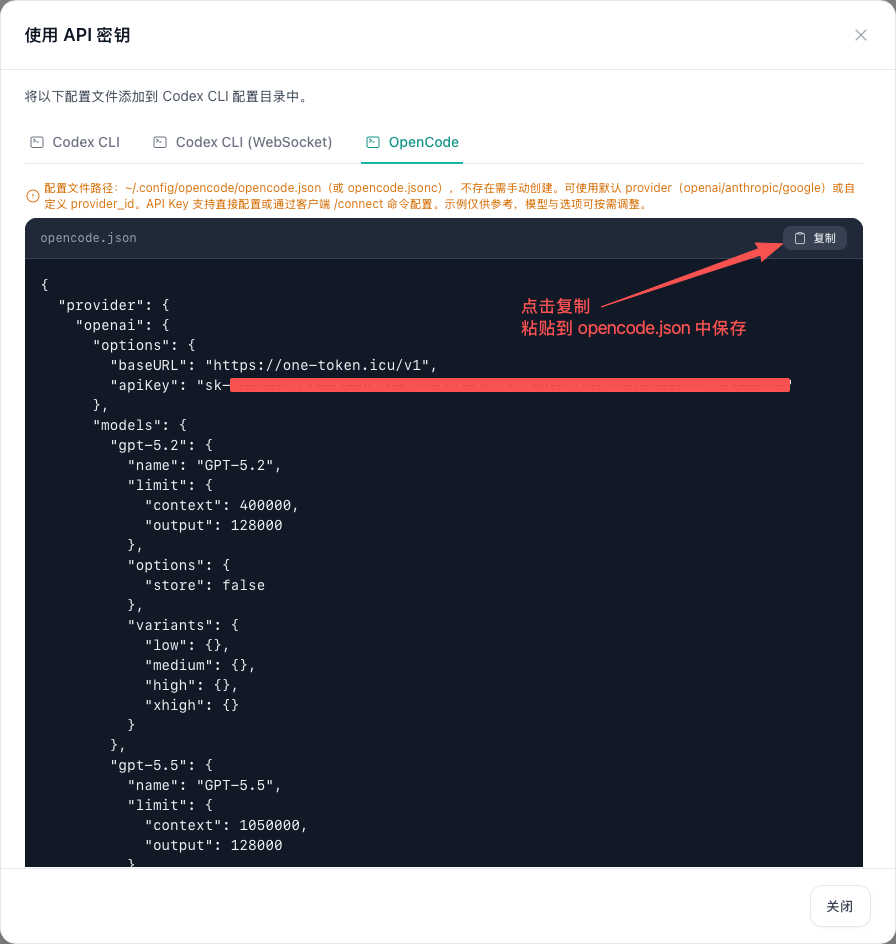 获取 OpenCode 配置